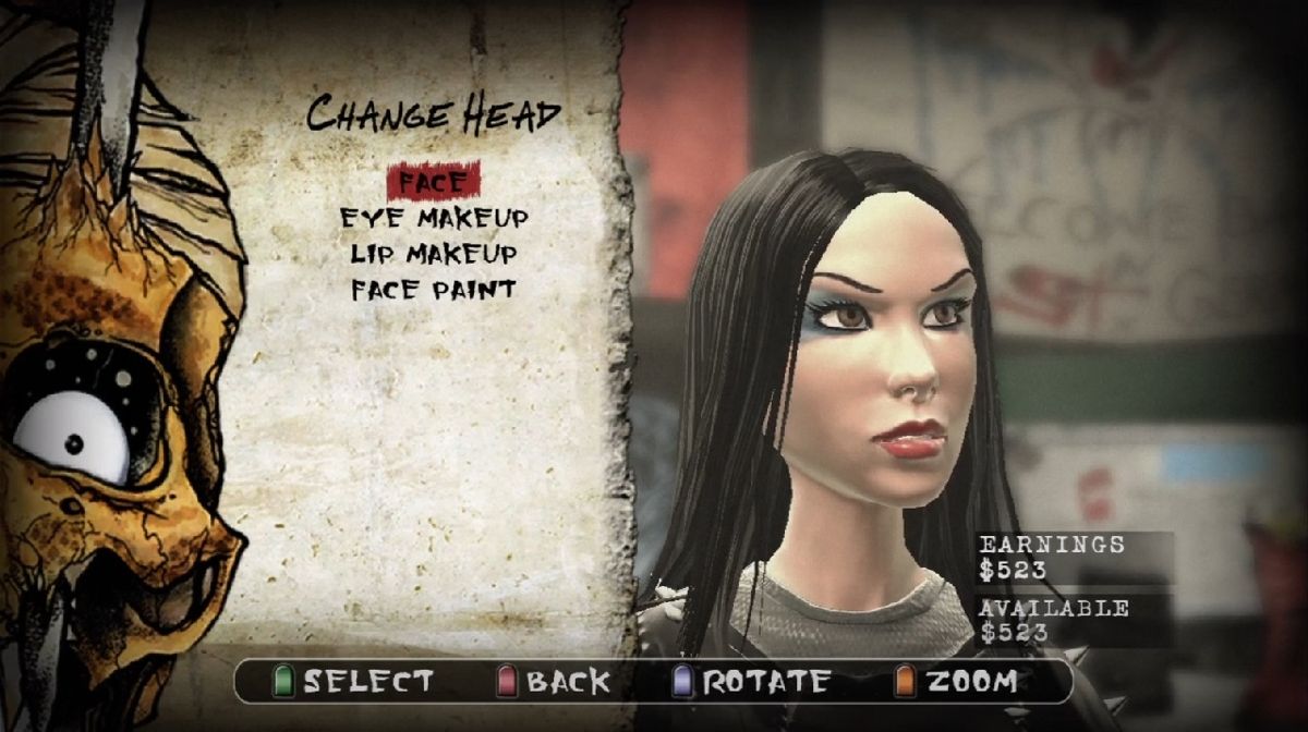 Guitar Hero: Metallica (Xbox 360) screenshot: Making my own rock-girl.