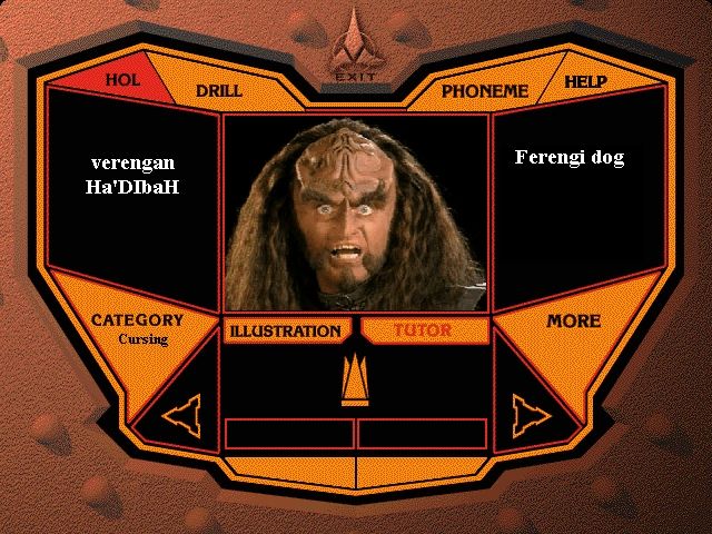 Star Trek: Klingon (Windows) screenshot: Gowron is available to give you a correct pronunciation of the phrase