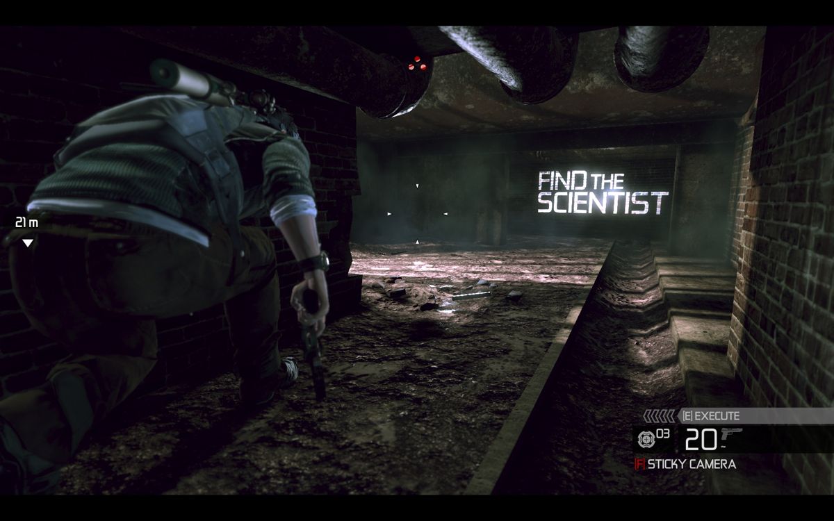 Tom Clancy's Splinter Cell: Conviction (Windows) screenshot: Mission objectives are displayed on the walls.