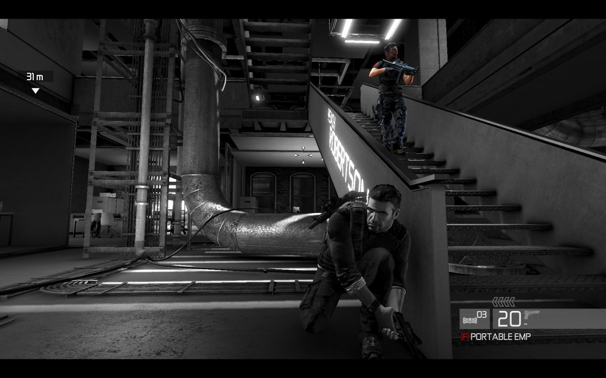 Tom Clancy's Splinter Cell: Conviction (Windows) screenshot: Waiting for the bad guy to come in range.