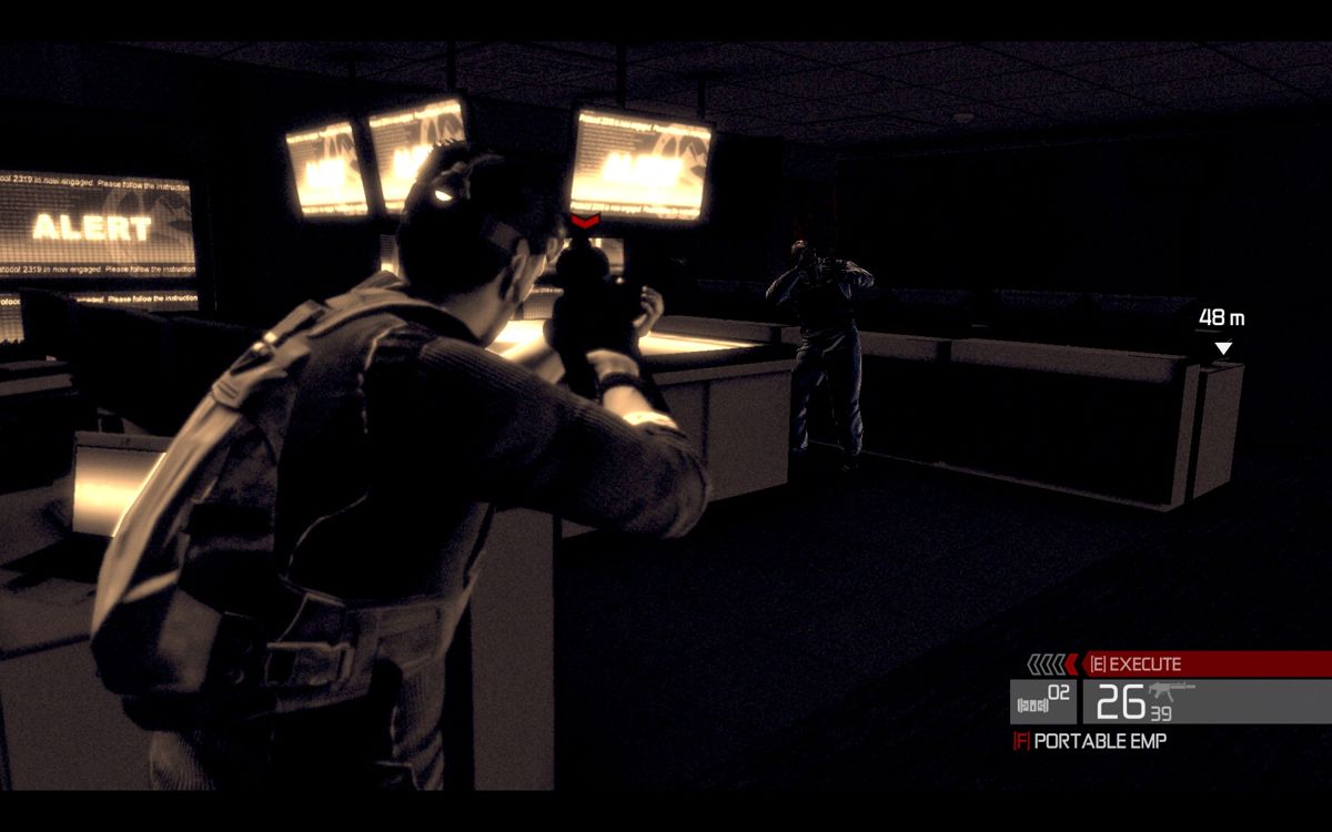 Tom Clancy's Splinter Cell: Conviction (Windows) screenshot: Sam is in rage and can always use the execute-feature. Why he's in rage? Well, play the game!