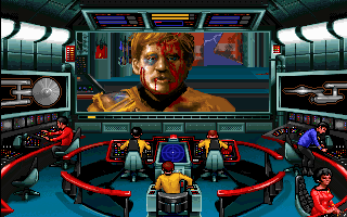 Star Trek: Judgment Rites (Limited CD-ROM Collector's Edition) (DOS) screenshot: Inside the bridge of U.S.S. Enterprise