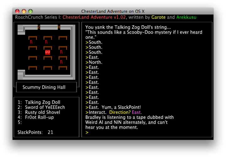 Chesterland Adventure (Macintosh) screenshot: This must be one of the programmer's friends