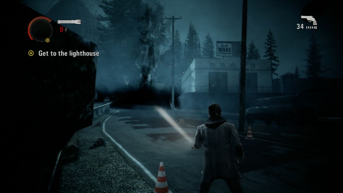 Alan Wake (Xbox 360) screenshot: Here comes trouble.