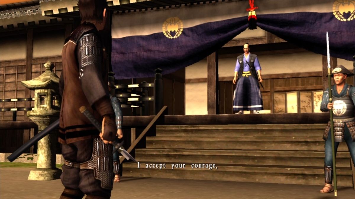 Way of the Samurai 3 (Xbox 360) screenshot: My sword is broken but I could still kill you, you hear?!