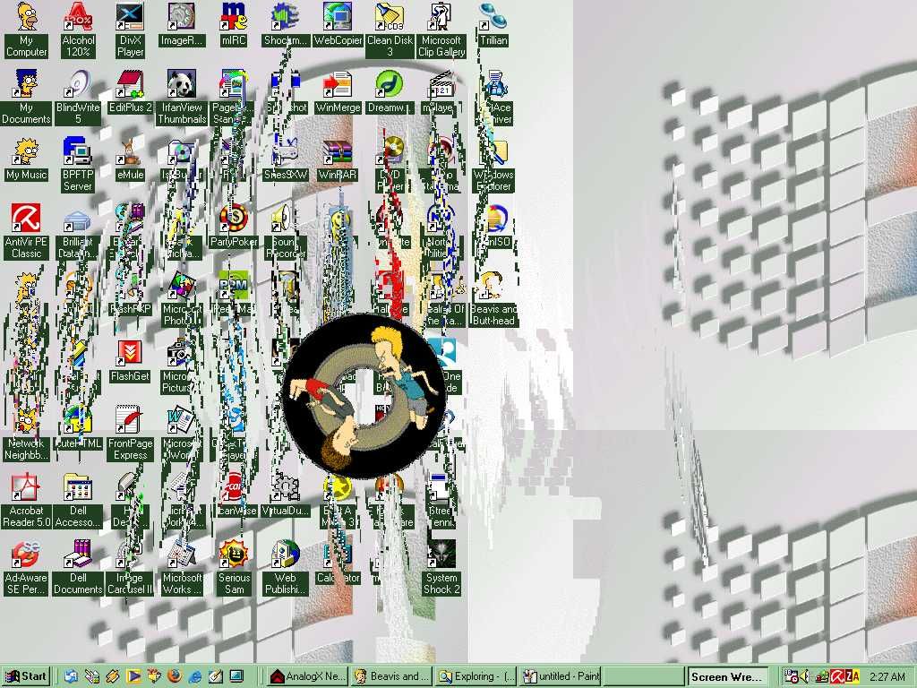 MTV's Beavis and Butt-Head: Screen Wreckers (Windows) screenshot: tire trouble bounces the characters around the screen