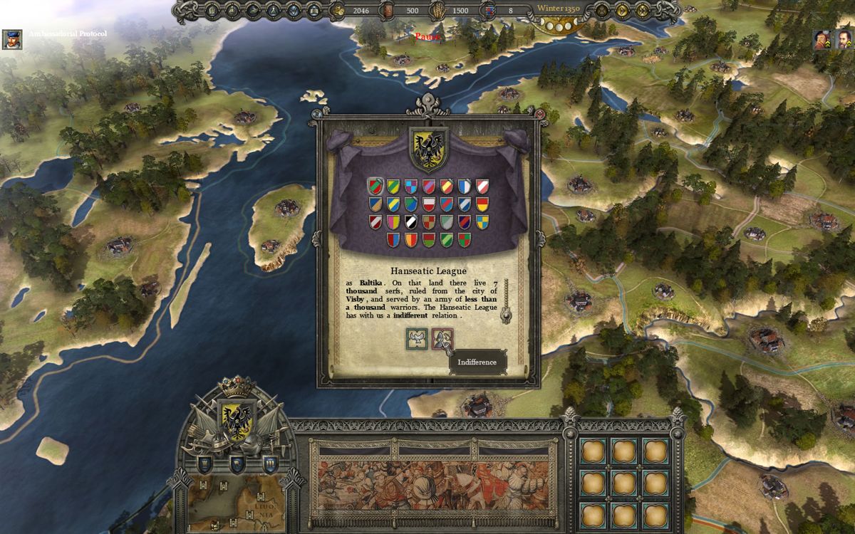Reign: Conflict of Nations (Windows) screenshot: Review the factions and your diplomatic stance.