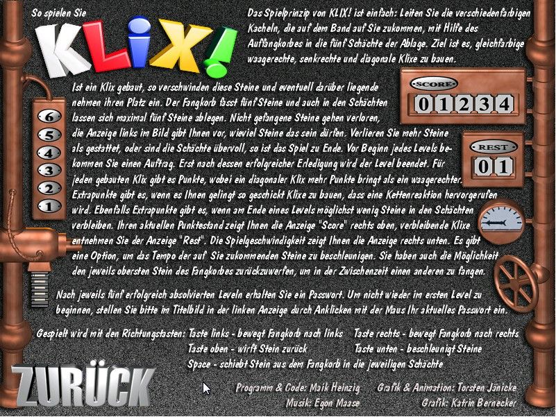 Klix! (Windows) screenshot: Help page