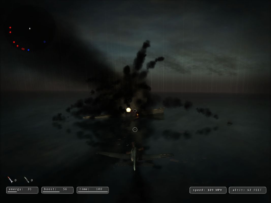 Air Aces: Pacific (Windows) screenshot: The ship explodes.