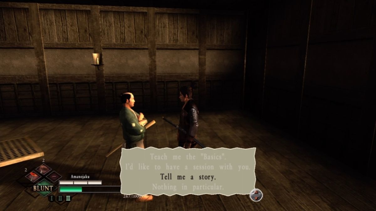 Way of the Samurai 3 (Xbox 360) screenshot: Talking to a teacher