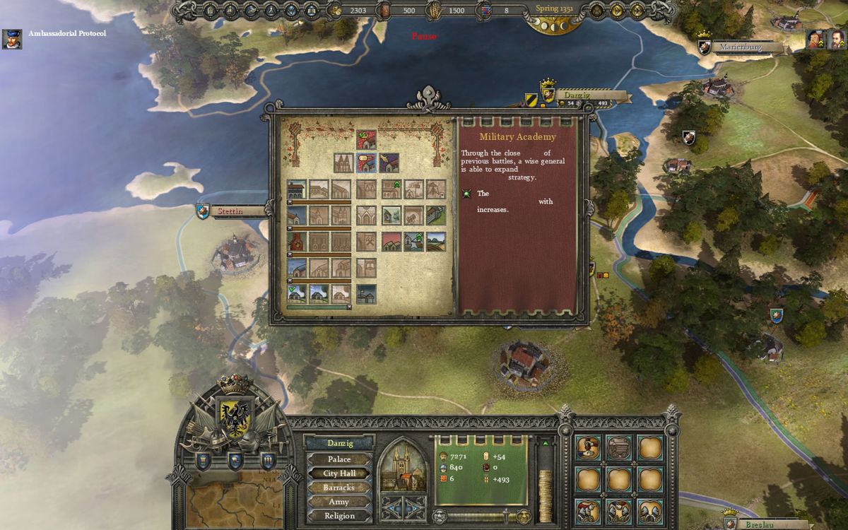 Reign: Conflict of Nations (Windows) screenshot: Overview of the military tech tree