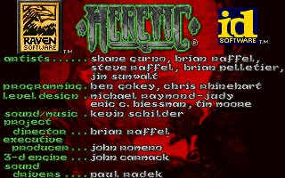Heretic: Shadow of the Serpent Riders (DOS) screenshot: Credits Screen