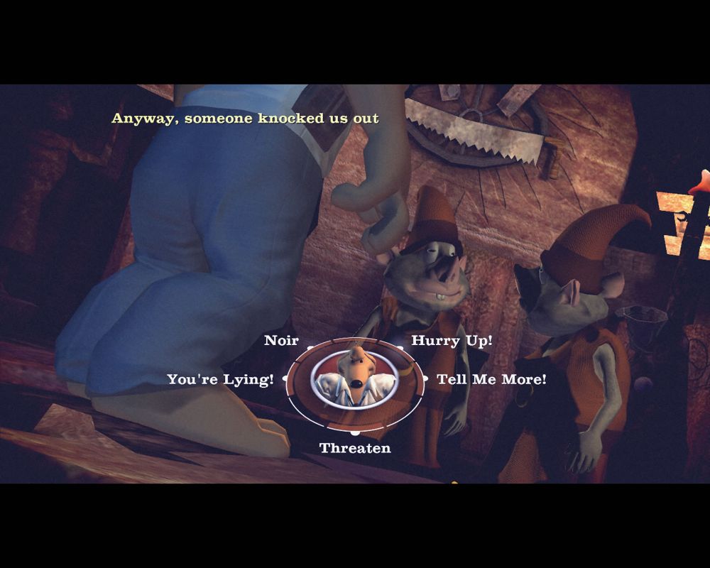Sam & Max 303: They Stole Max's Brain! (Windows) screenshot: The new interrogation mechanics which are used in the entire first act