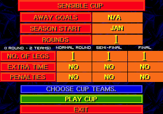 Championship Soccer '94 (Genesis) screenshot: Sensible Cup
