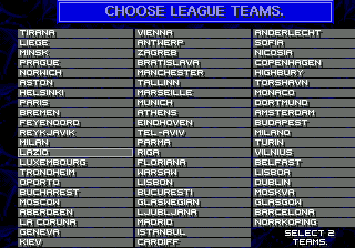 Championship Soccer '94 (Genesis) screenshot: Lots of teams