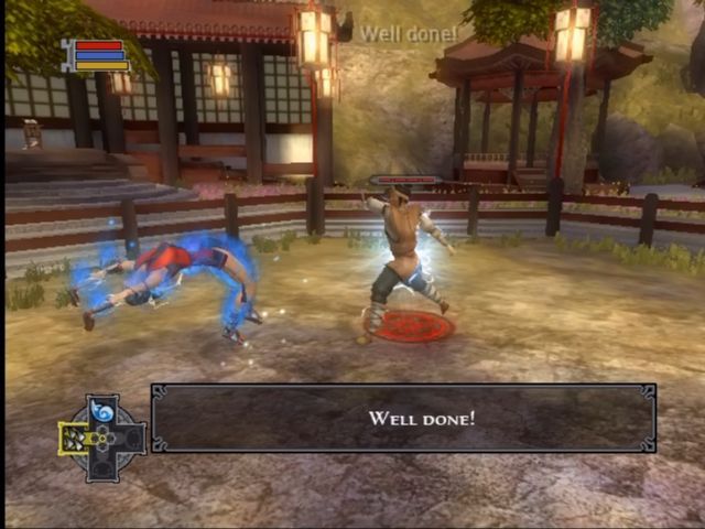 Jade Empire (Xbox) screenshot: Early sparring tutorial.