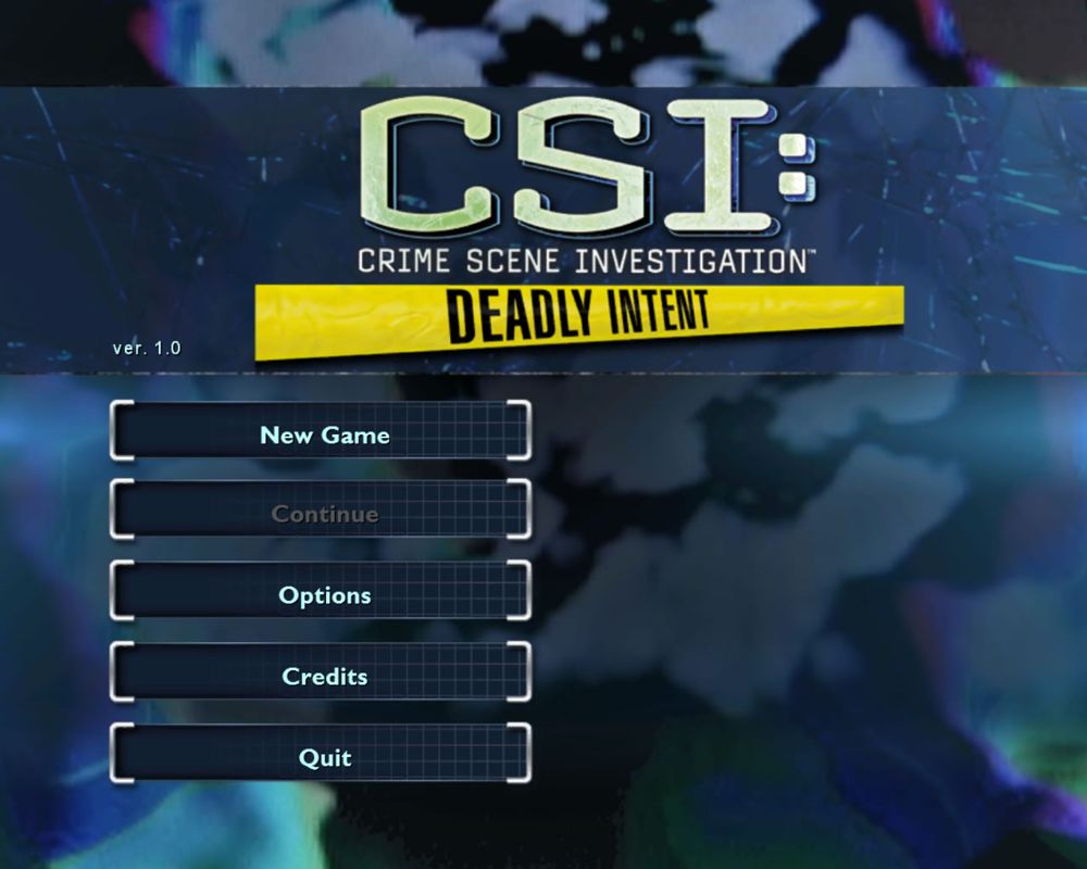 CSI: Crime Scene Investigation - Deadly Intent (Windows) screenshot: Main Menu