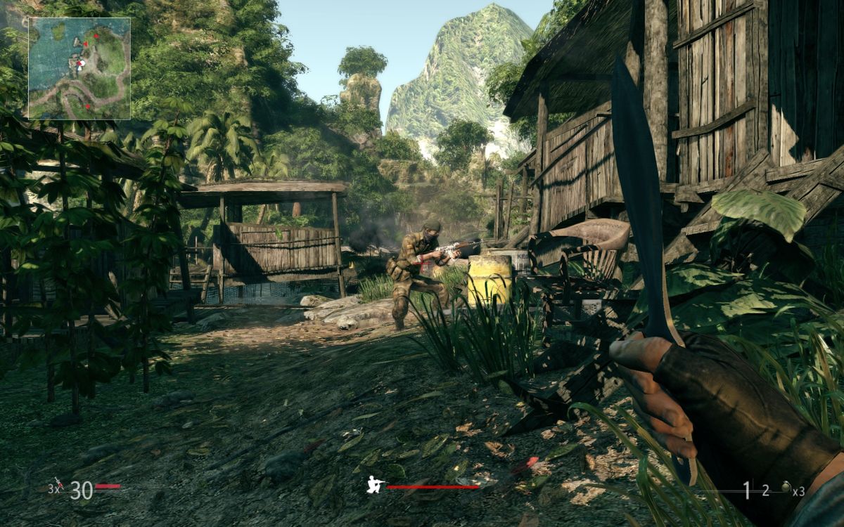 Sniper: Ghost Warrior (Windows) screenshot: Throwing knives - silent and deadly.