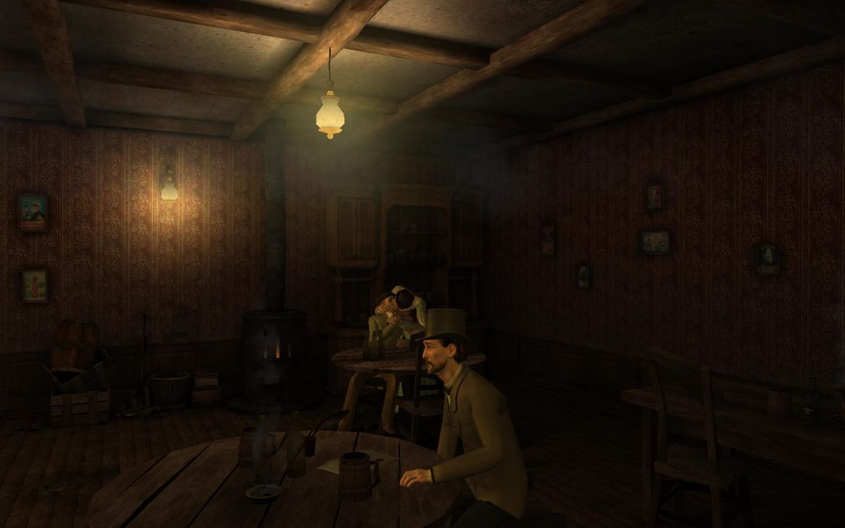 Sherlock Holmes vs. Jack the Ripper (Windows) screenshot: A pub in first person view