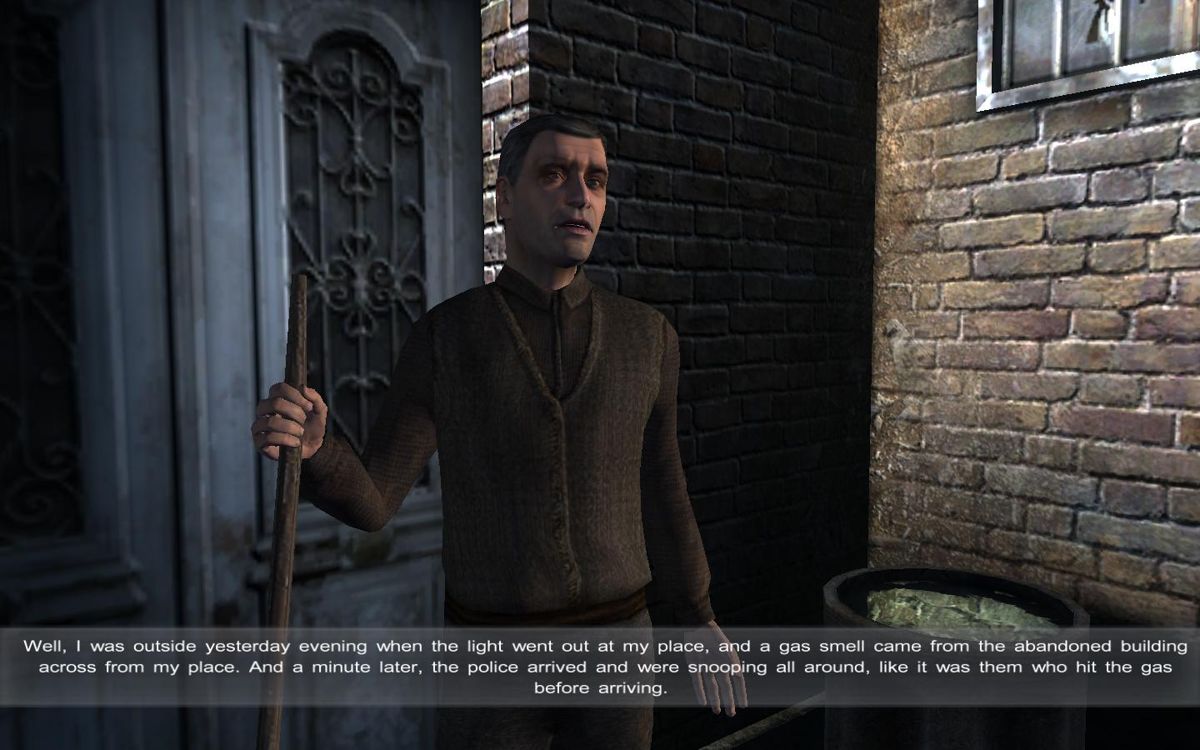 Sherlock Holmes vs. Jack the Ripper (Windows) screenshot: Mr Finley talks about gas