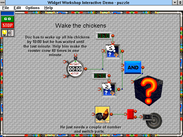 Widget Workshop: The Mad Scientist's Laboratory (Windows 3.x) screenshot: Wake the chickens
