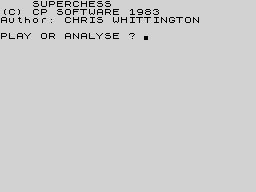 Super Chess (ZX Spectrum) screenshot: Start-up screen