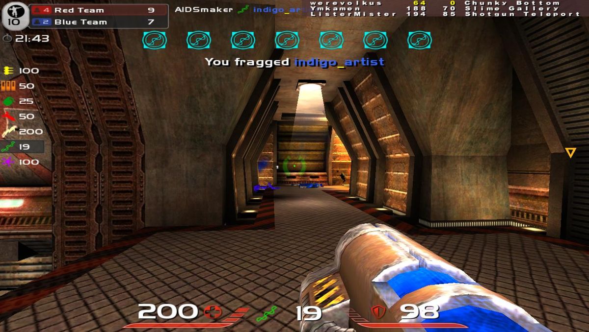 Quake Live (Browser) screenshot: Two hits, impressive!
