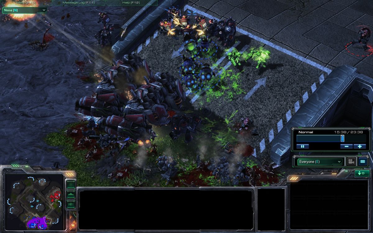 StarCraft II: Wings of Liberty (Windows) screenshot: Multiplayer: The final battle is near, leaving blood everywhere.