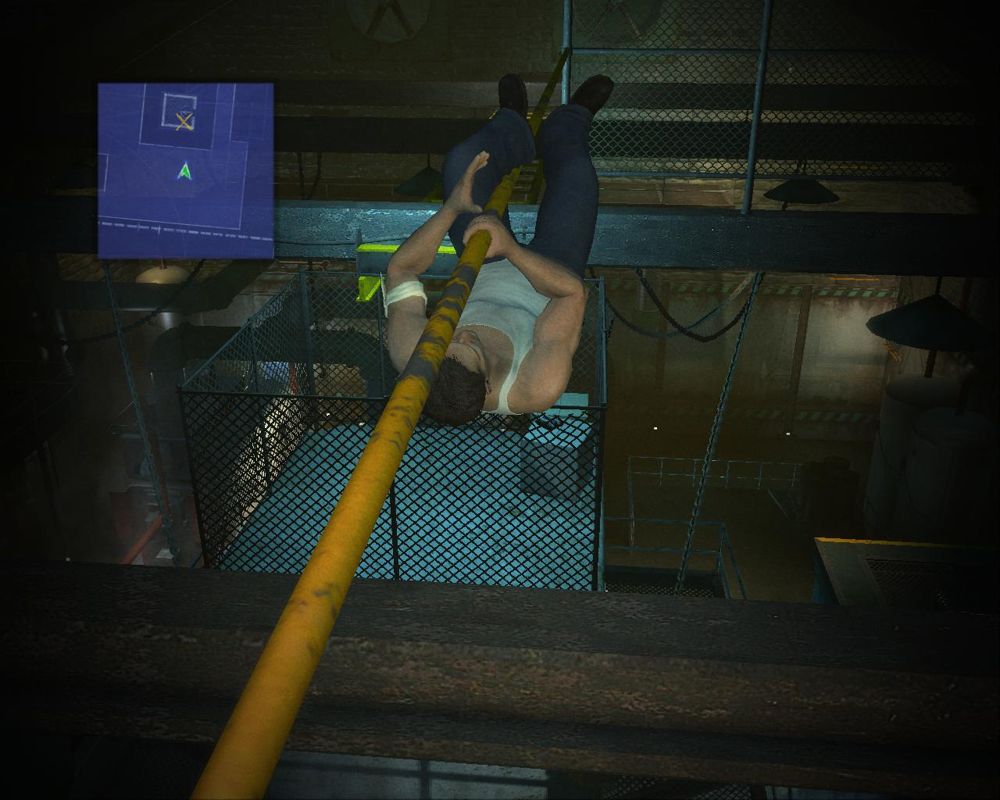 Prison Break: The Conspiracy (Windows) screenshot: Climbing the pipe