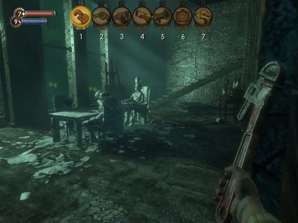 BioShock (Windows) screenshot: Many of the rooms are optional to explore, but offer interesting tales when you listen to the electronic diaries