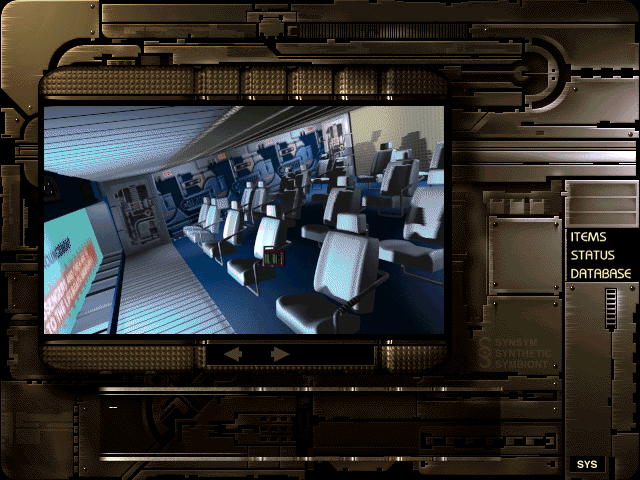 Symbiocom (Windows) screenshot: An empty entertainment room. Where is everybody?