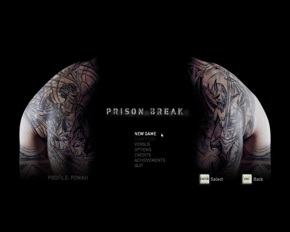 Prison Break: The Conspiracy (Windows) screenshot: Title and Main Menu