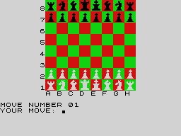 Super Chess (ZX Spectrum) screenshot: Game starts