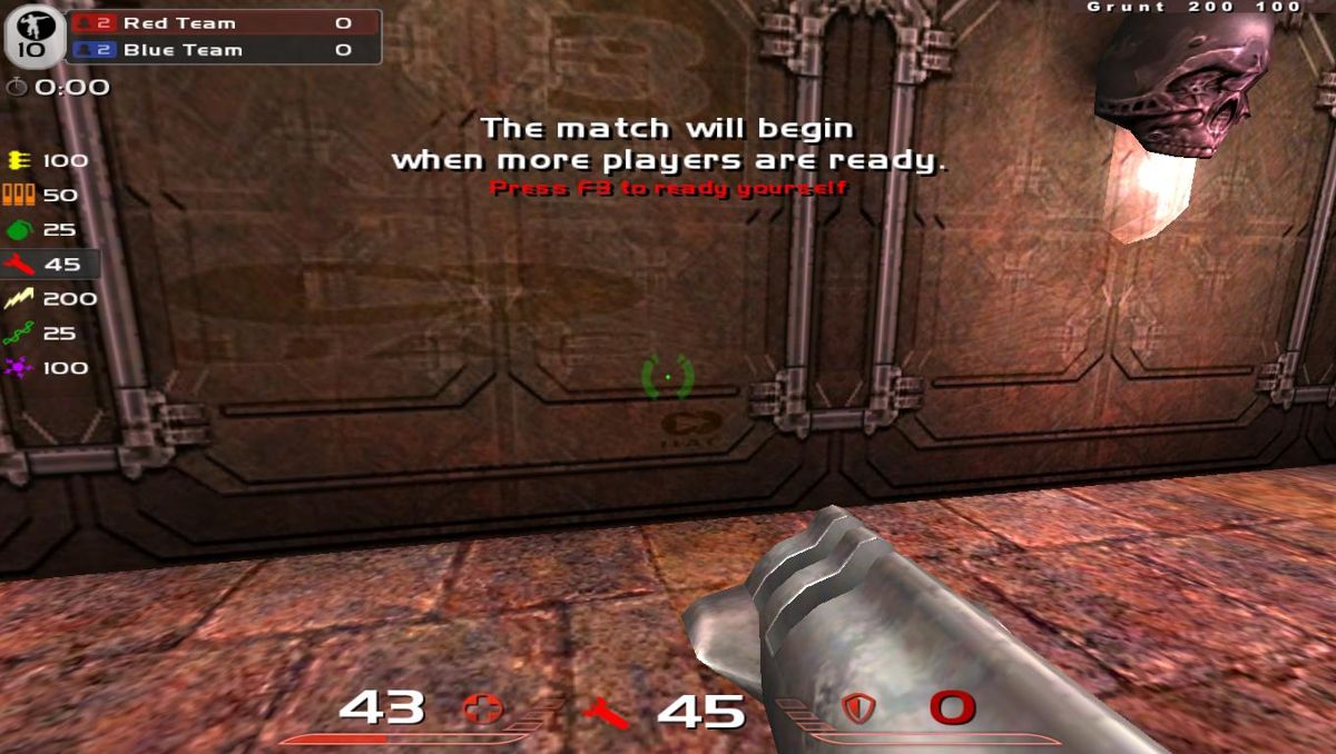 Quake Live (Browser) screenshot: The UAC sign from <i>Doom</i> makes an appearance.