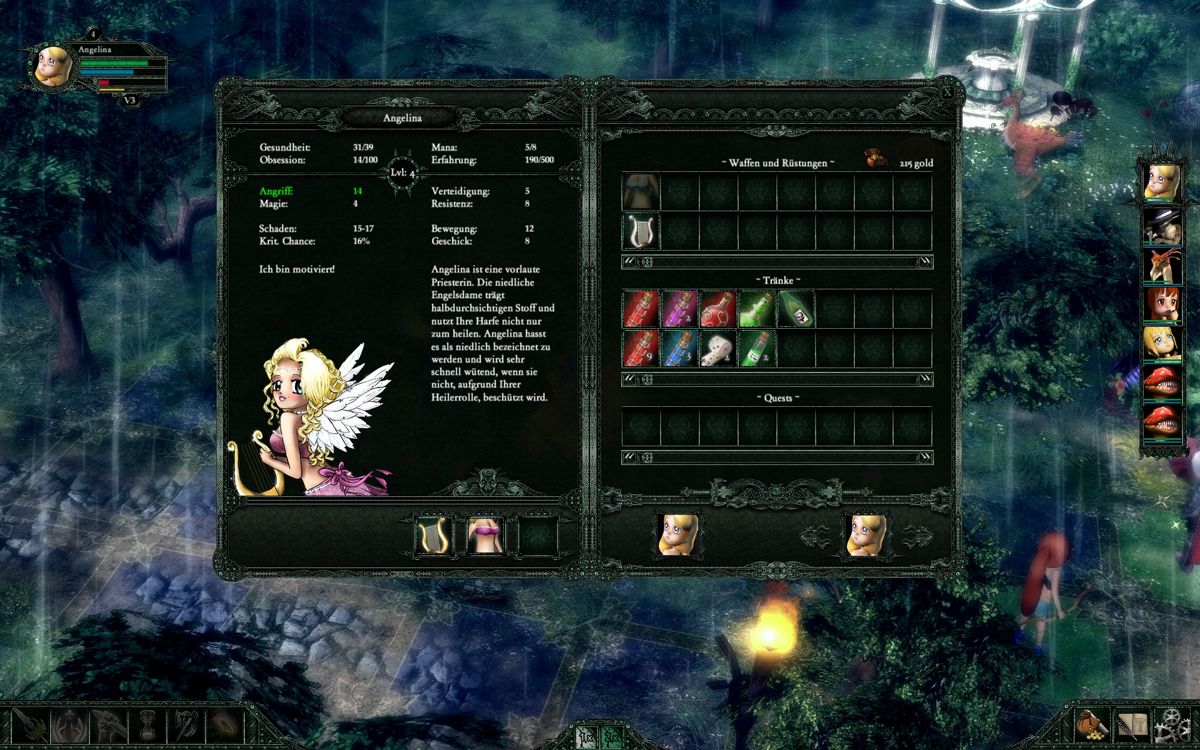Grotesque Tactics: Premium Edition (Windows) screenshot: The inventory and character sheet are pretty straight forward.