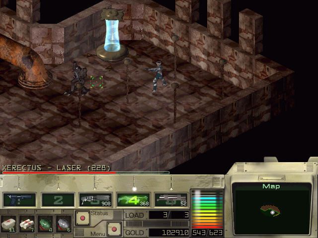 Cybermercs: The Soldiers of the 22nd Century (Windows) screenshot: Later on you'll start facing armed aliens