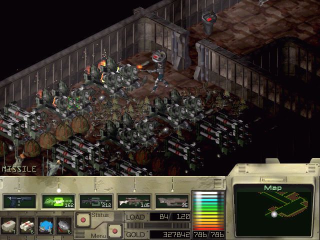 Cybermercs: The Soldiers of the 22nd Century (Windows) screenshot: Destroying a hatchery