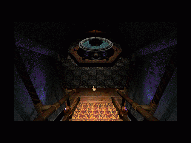 Myst (Macintosh) screenshot: Stairs down to the dimensional imager room