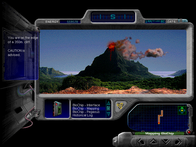 The Journeyman Project (Windows 16-bit) screenshot: Exploring and using the mapping bio chip interface