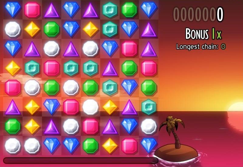 Jewels (Windows) screenshot: The game immediately puts you into a normal mode game.