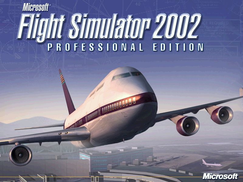 Microsoft Flight Simulator 2002: Professional Edition (Windows) screenshot: This splash screen is displayed as the simulator loads.