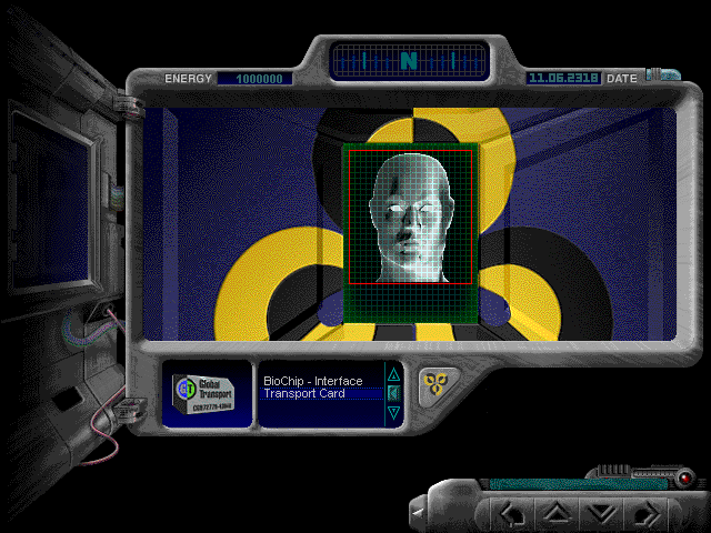 The Journeyman Project (Windows 3.x) screenshot: Security bio scans for ID check