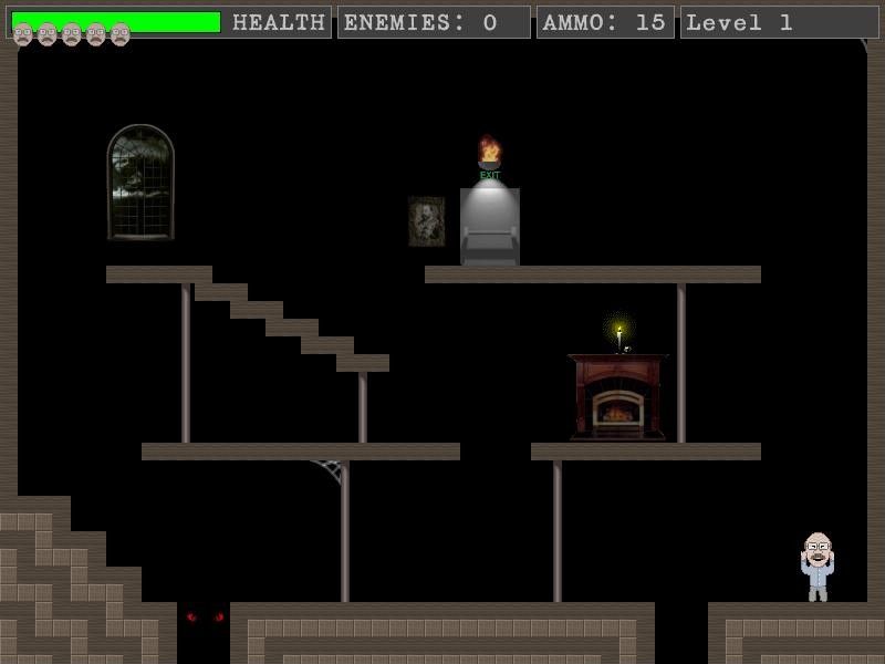 The Adventures of Mr. Pratt (Windows) screenshot: Having removed all enemies, the exit door lights up.