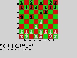 Super Chess (ZX Spectrum) screenshot: Game in progress
