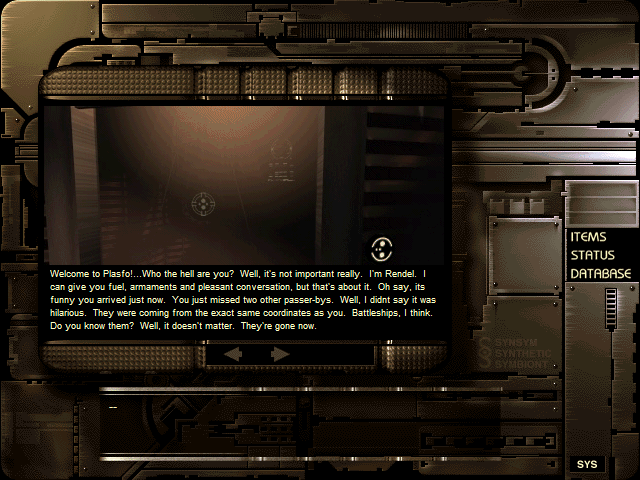 Symbiocom (Windows) screenshot: Who the hell am I? Who the hell are you?!