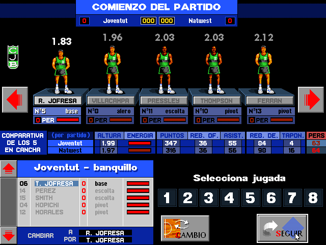 PC Basket (DOS) screenshot: Let's take a look at the simulator.