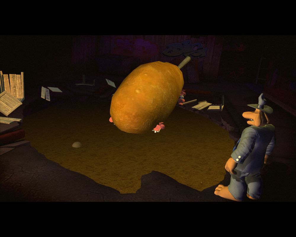 Sam & Max 305: The City That Dares Not Sleep (Windows) screenshot: Sam needs to find a way to get eaten by Max