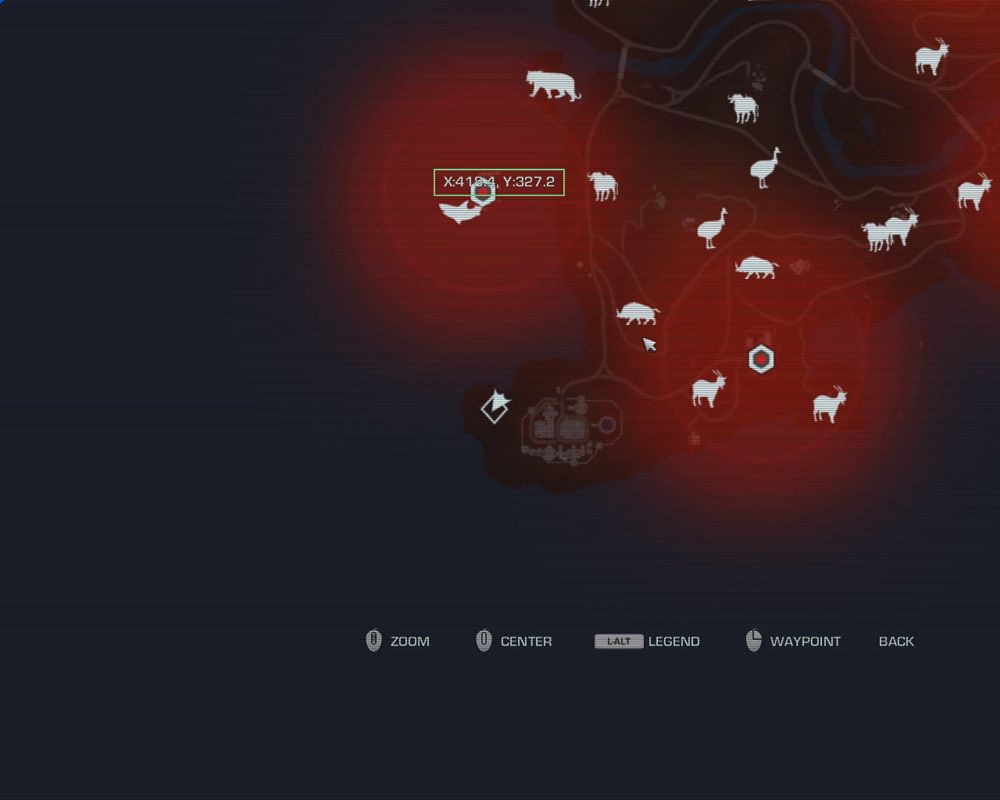 Far Cry 3: Blood Dragon (Windows) screenshot: A map with wildlife and points of interest