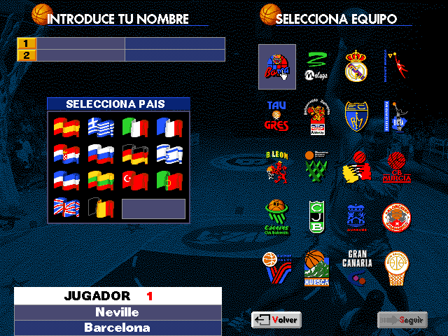 PC Basket 4.0 (DOS) screenshot: Enough browsing. Let's pick a team for a friendly match.