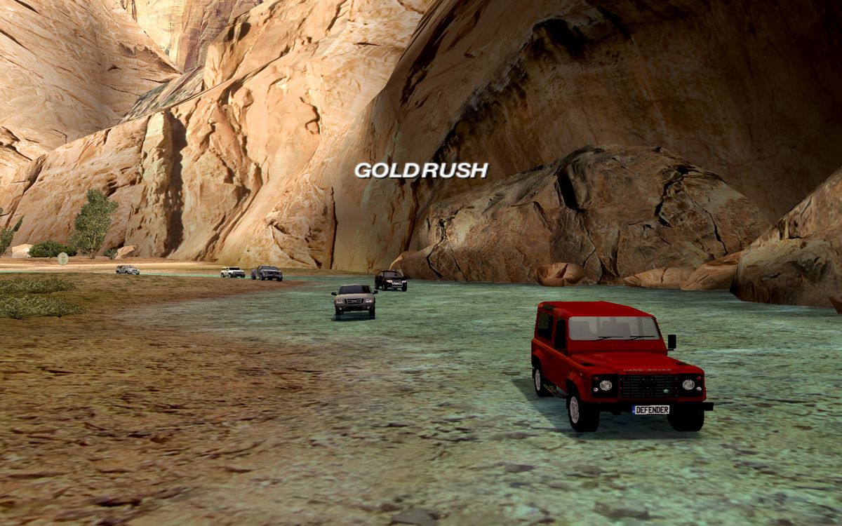 Ford Racing Off Road (Windows) screenshot: Another game type, "Gold rush". You must capture a minimum amount of cash, spread in the level as coins...